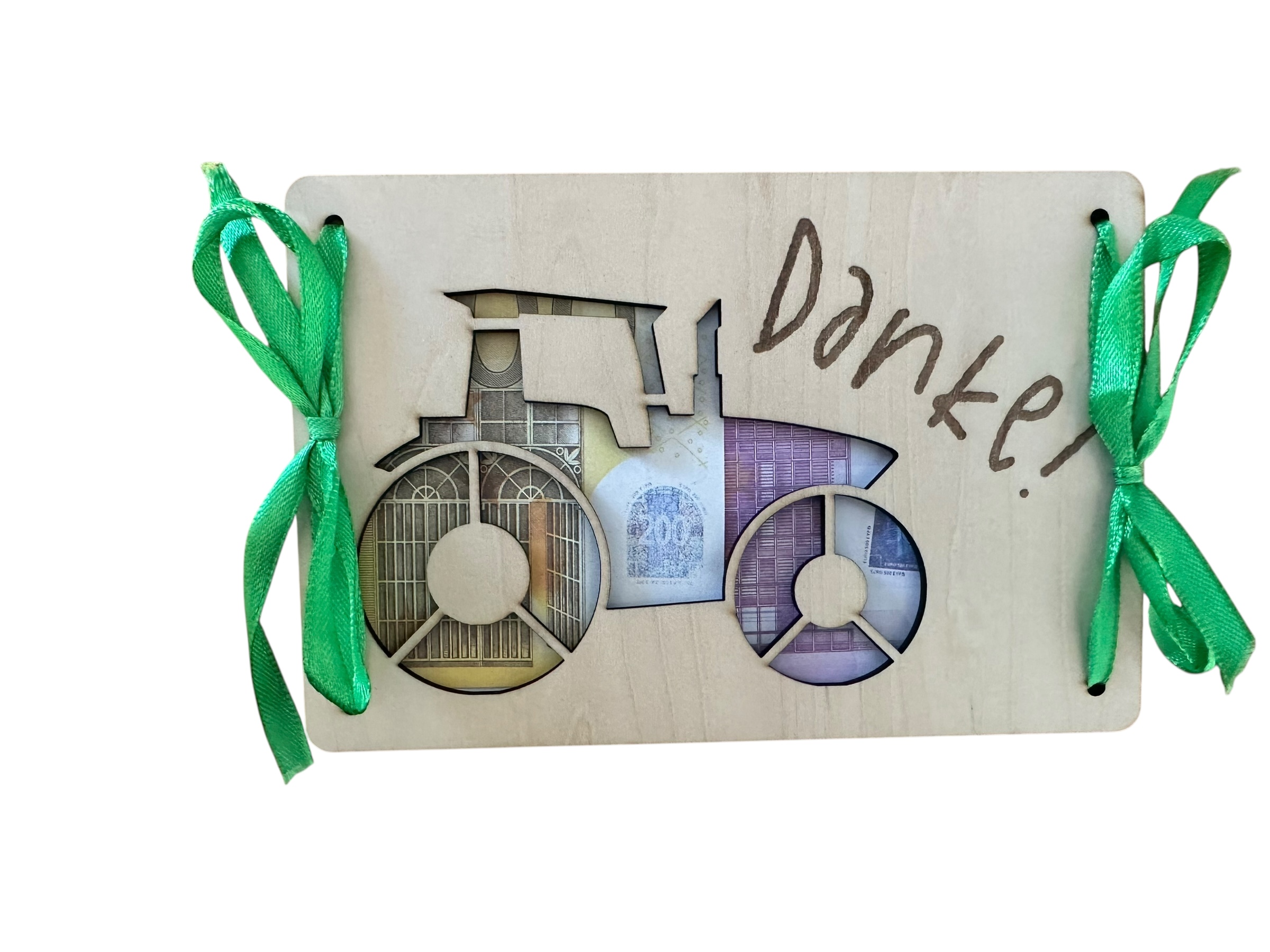 "Danke (Traktor)" - Hölzerne Grußkarte als Geldgeschenk zum Gratulieren oder einfach Danke sagen "Danke (Traktor)" - Hölzerne Grußkarte als Geldgeschenk zum Gratulieren oder einfach Danke sagen