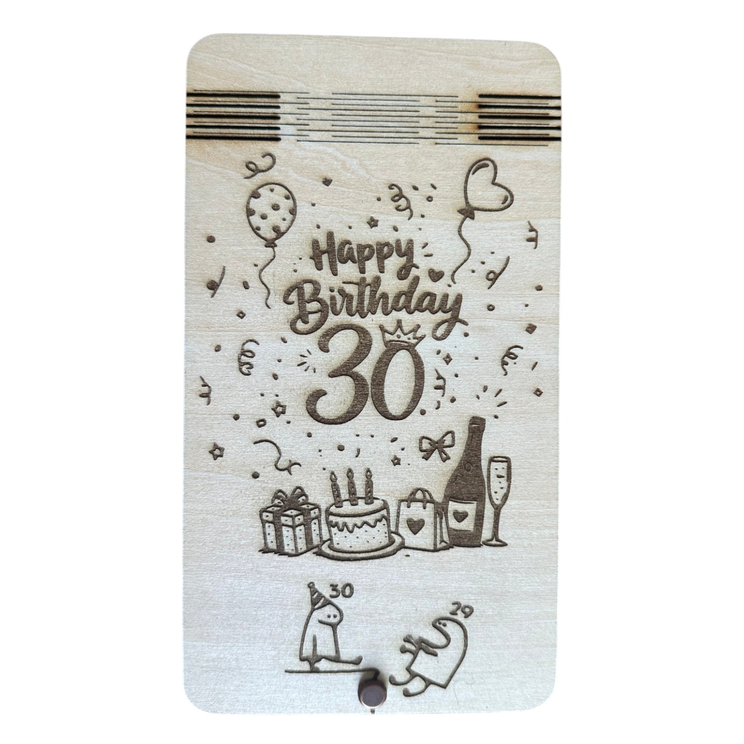 Klappkarte aus Holz zum 30. Geburtstag - Happy Birthday