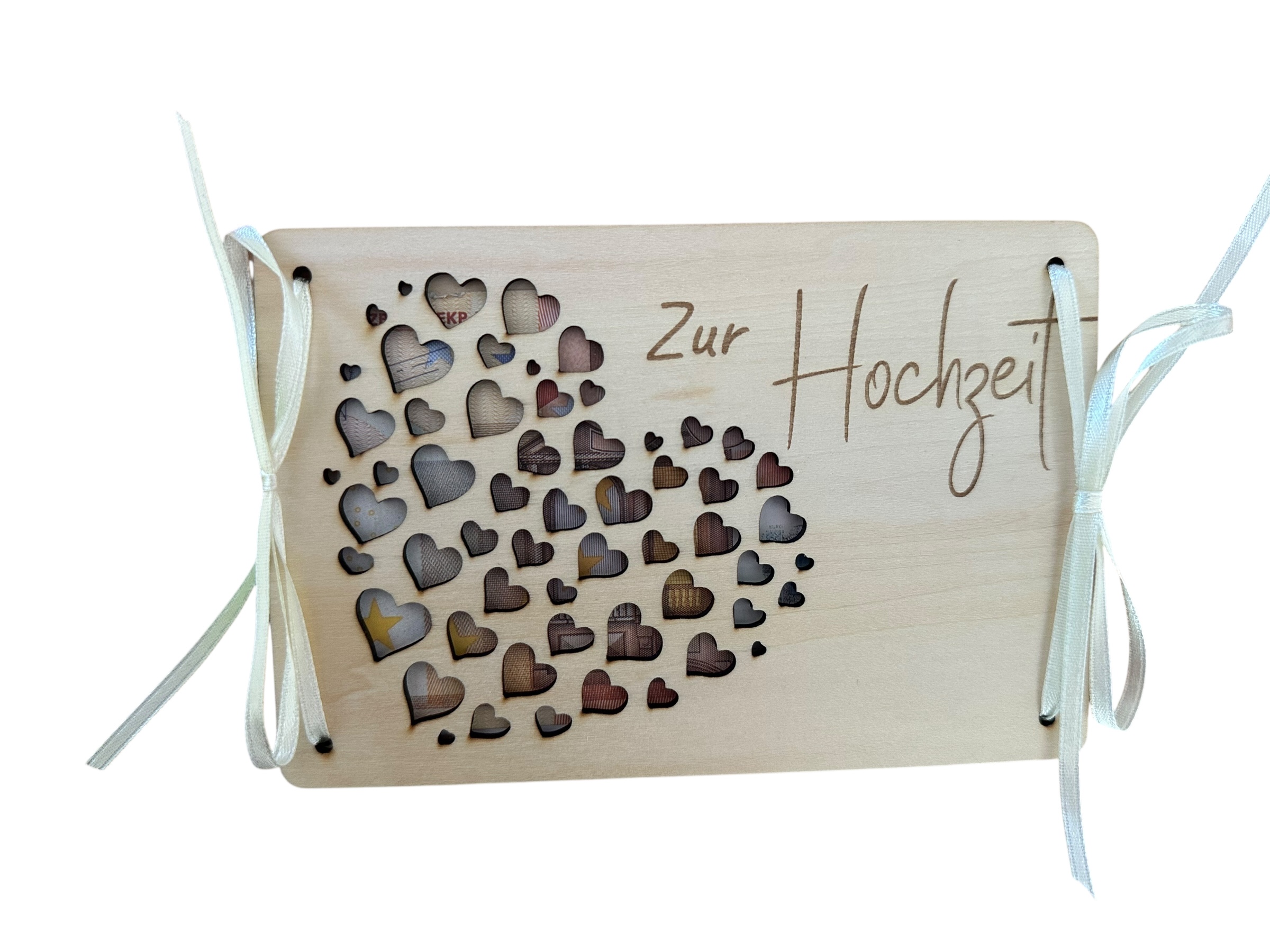 "Herz zur Hochzeit" - Hölzerne Grußkarte als Geldgeschenk zur Hochzeit "Herz zur Hochzeit" - Hölzerne Grußkarte als Geldgeschenk zur Hochzeit