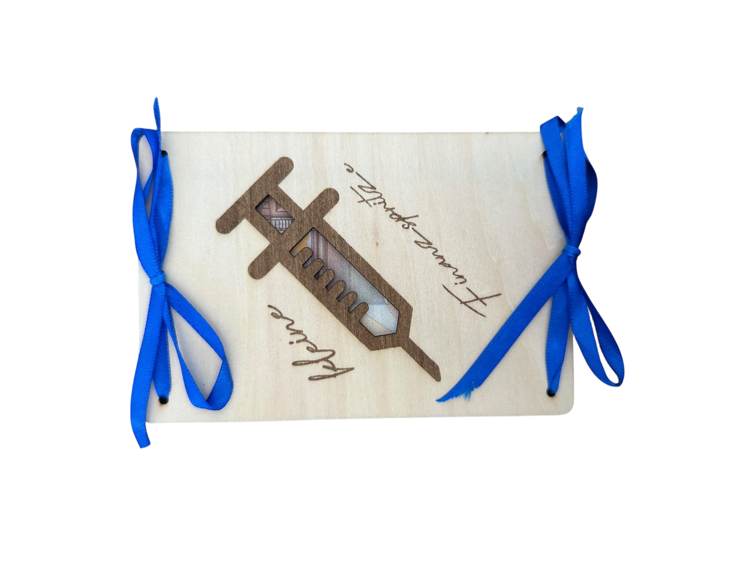 "Kleine Finanzspritze" - Hölzerne Grußkarte als Geldgeschenk zum Gratulieren oder einfach Danke sagen "Kleine Finanzspritze" - Hölzerne Grußkarte als Geldgeschenk zum Gratulieren oder einfach Danke sagen